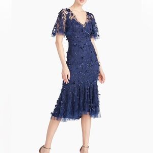 Theia - Gretchen Floral Appliqué & Sequin Cocktail Dress Size 10
